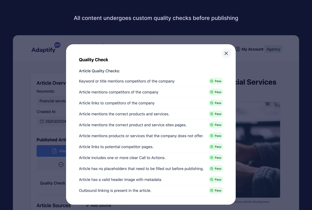All content undergoes custom quality checks before publishing